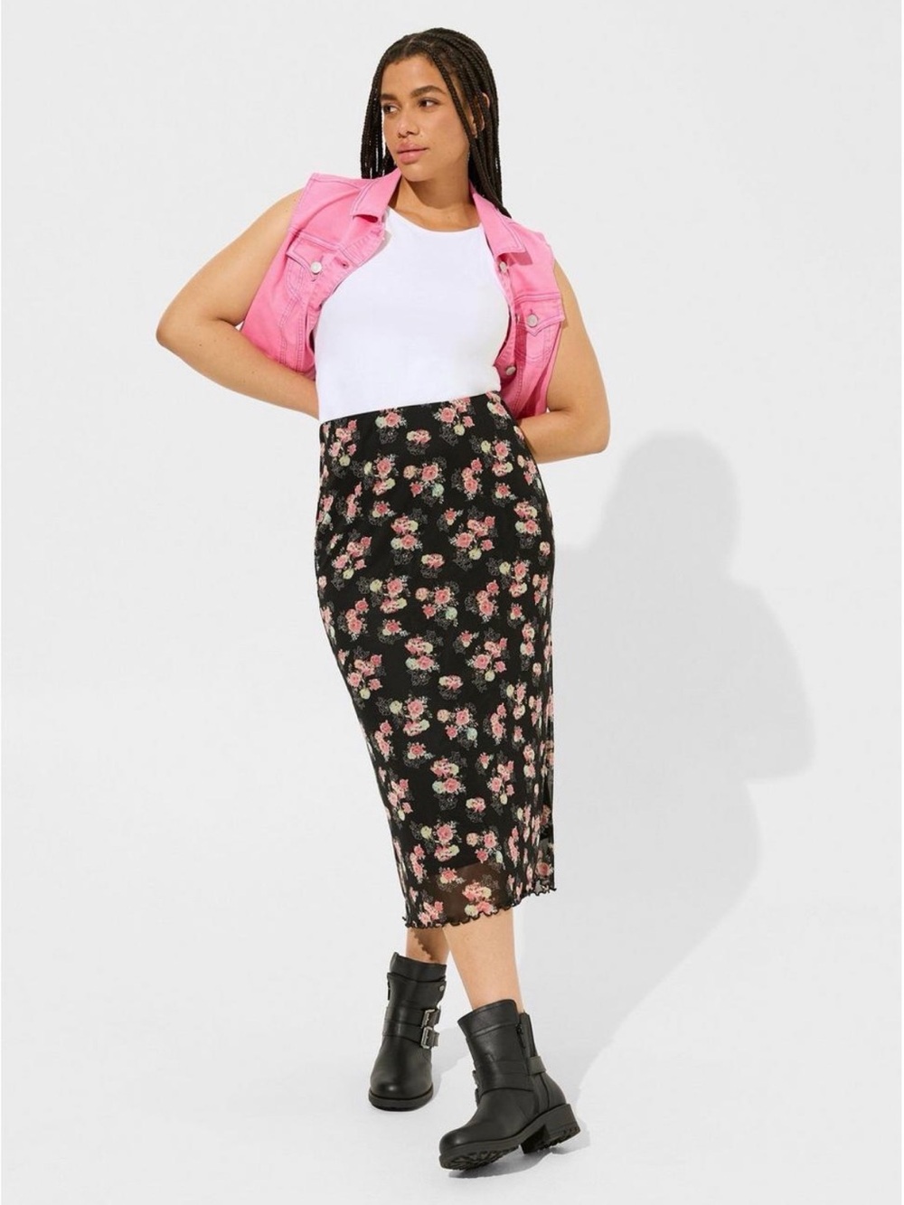Torrid Tea Length Mesh Pencil Skirt